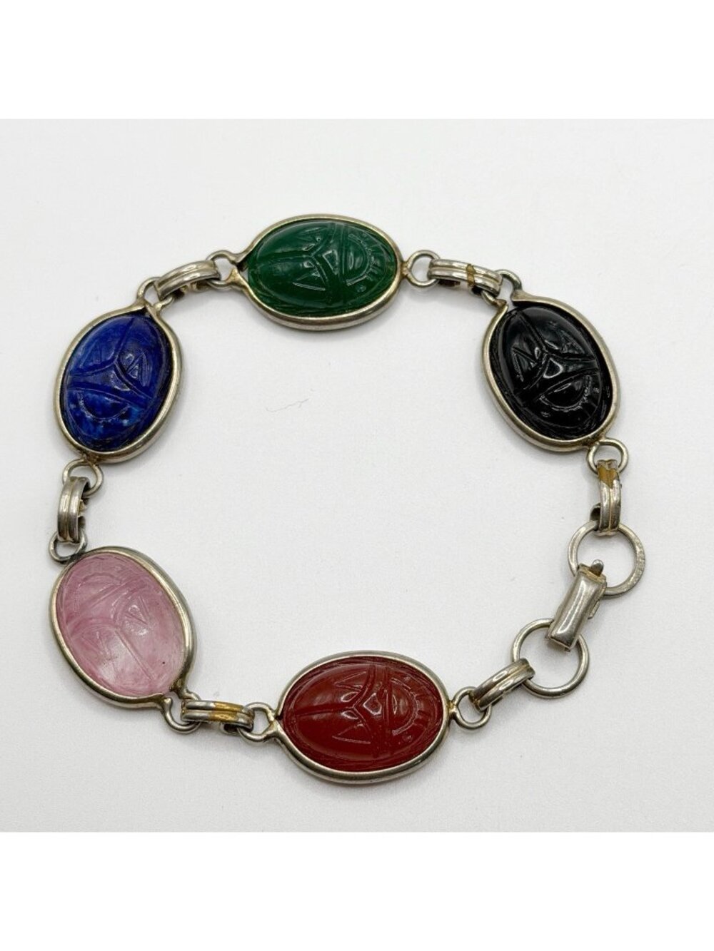 Vintage Coro Egyptian Revival Scarab 7.5 Inch Bracelet FLAW